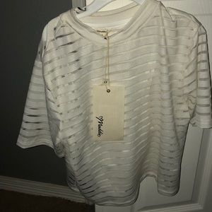 Girls white burnout stripe tee